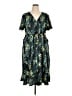 Torrid 100% Polyester Print Green Casual Dress Size 1X Plus (1) - photo 1
