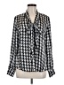 Eric Signature 100% Polyester Houndstooth Silver Long Sleeve Blouse Size 8 - photo 1