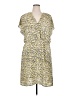 Halogen 100% Polyester Print Yellow Casual Dress Size 1X - photo 1
