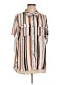 Cato 100% Polyester Stripes Brown Short Sleeve Blouse Size L - photo 1