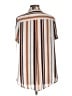 Cato 100% Polyester Stripes Brown Short Sleeve Blouse Size L - photo 2