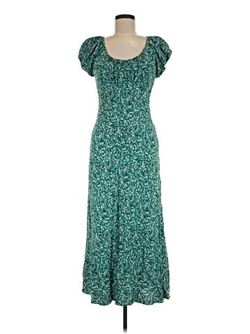 Madewell Ruched Scoopneck Midi Dress in Floral (view 1)