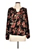 Knox Rose Floral Black Long Sleeve Blouse Size L - photo 1