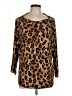 Ruby Rd. Animal Print Brown 3/4 Sleeve Top Size L - photo 1