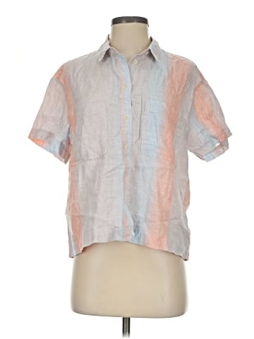 Madewell Linen Beachside Shirt in Ombr&eacute; Stripe (view 1)