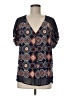 DR2 100% Rayon Black Short Sleeve Blouse Size L - photo 1