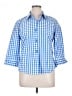 Foxcroft Checkered-gingham Blue 3/4 Sleeve Button-Down Shirt Size 14 (petite) - photo 1