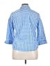 Foxcroft Checkered-gingham Blue 3/4 Sleeve Button-Down Shirt Size 14 (petite) - photo 2