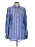 Max Studio 100% Rayon Stripes Blue Long Sleeve Button-Down Shirt Size L - photo 1