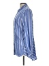 Max Studio 100% Rayon Stripes Blue Long Sleeve Button-Down Shirt Size L - photo 5