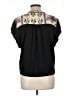 Tiny Animal Print Aztec Or Tribal Print Chevron-herringbone Color Block Floral Graphic Hearts Black Short Sleeve Blouse Size L - photo 2