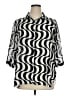 Rose + Olive Chevron-herringbone Silver 3/4 Sleeve Button-Down Shirt Size 1X - photo 1