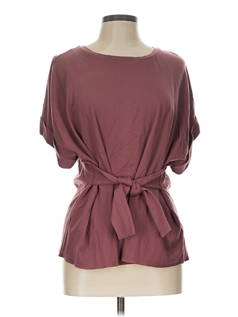 Pre-owned Express Short Sleeve T-shirt In Burgundy