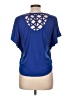 Bongo Color Block Blue Short Sleeve Top Size L - photo 2