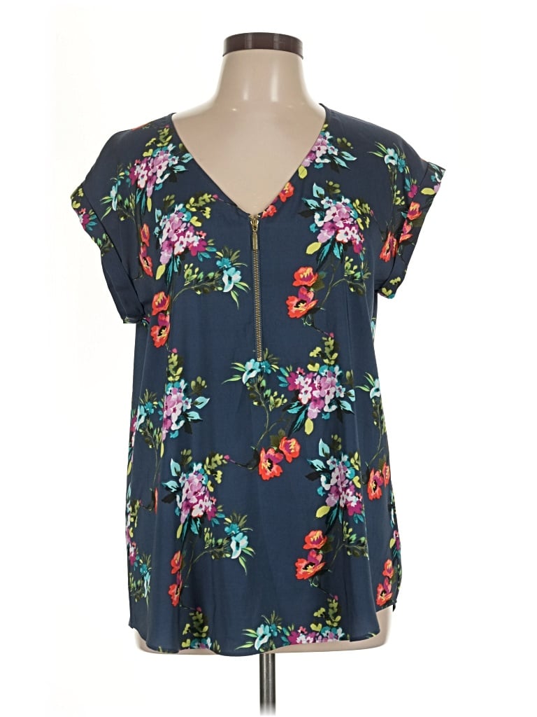 Pre-owned Express Short Sleeve Blouse In Teal