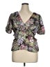 Topshop 100% Polyester Purple Short Sleeve Blouse Size 14 - photo 1
