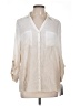 AB Studio Color Block Ivory 3/4 Sleeve Button-Down Shirt Size L - photo 1