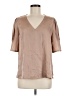 DKNY 100% Polyester Tan Short Sleeve Blouse Size M - photo 1
