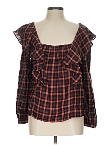 Madewell Plaid Ruffled Square-Neck Crop Top (view 1)