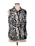 Elementz Animal Print Silver Sleeveless Button-Down Shirt Size 1X - photo 1