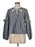 Splendid 100% Cotton Checkered-gingham Blue Long Sleeve Blouse Size M - photo 1
