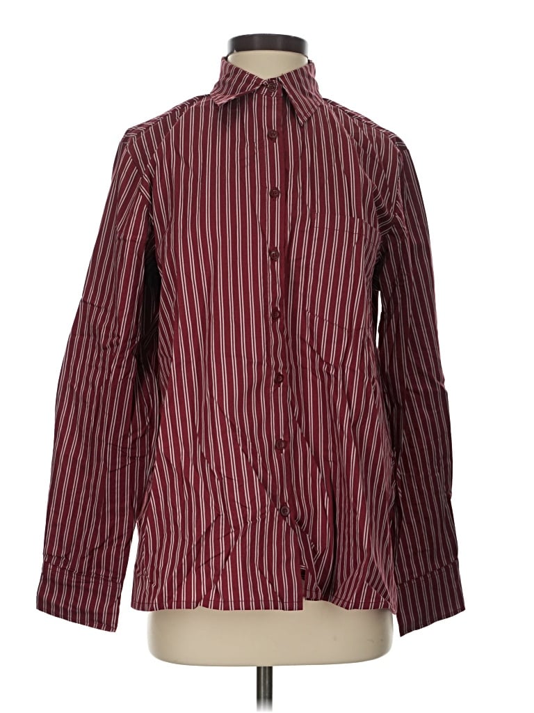 Pre-owned Motel Long Sleeve Button Down Shirt In Burgundy