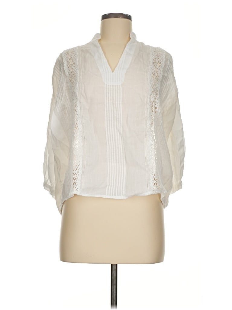 Pre-owned Frame 3/4 Sleeve Blouse In Ivory