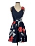 Aqua 100% Polyester Graphic Blue Cocktail Dress Size XS - photo 1