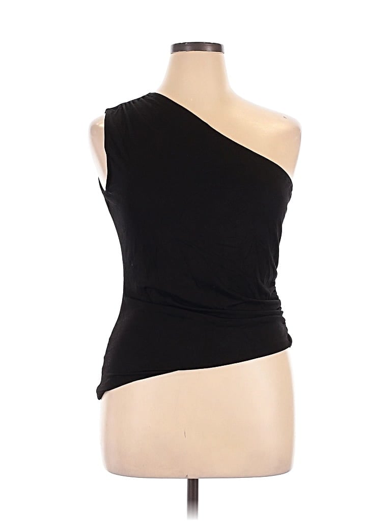 Prettygarden Sleeveless Top Black One Shoulder Neckline Tops