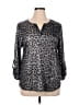 Chances R Animal Print Gray 3/4 Sleeve Blouse Size XL - photo 1