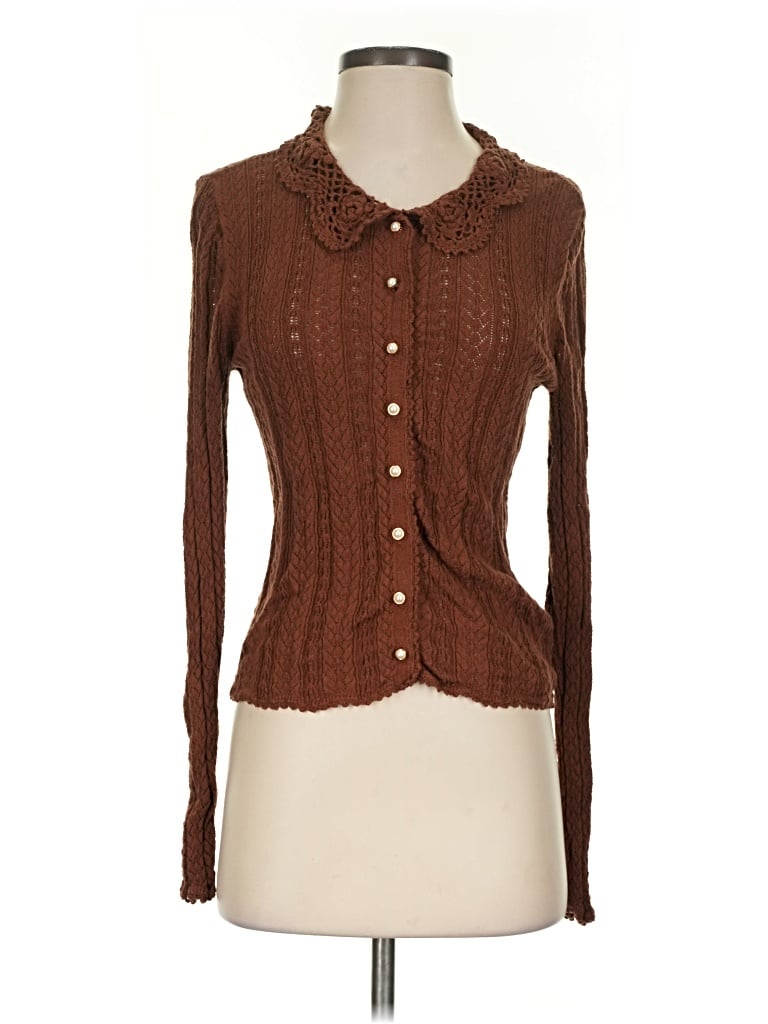 Pre-owned Astr Long Sleeve Blouse In Brown