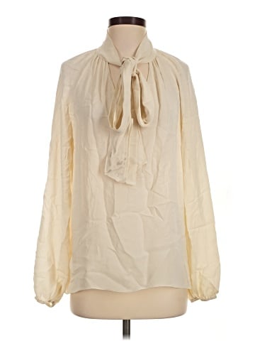 Theory Long Sleeve Silk Top (view 1)