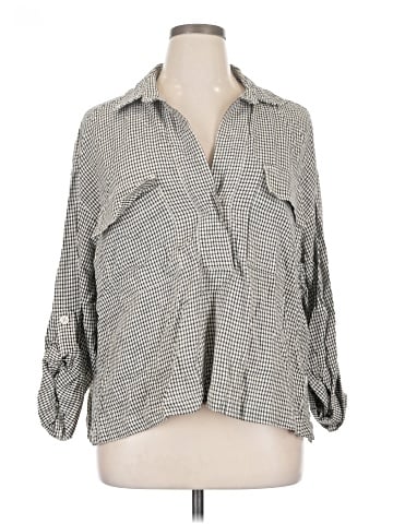 Max Studio 3/4 Sleeve Button-Down Shirt (view 1)