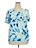 JM Collection Blue Short Sleeve Blouse Size 2X - photo 1