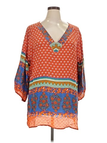 Tolani 3/4 Sleeve Silk Top (view 1)