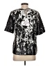 Buddy Love 100% Polyester Metallic Silver Short Sleeve Blouse Size S - photo 2