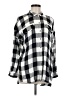 Splendid 100% Rayon Checkered-gingham Silver Long Sleeve Button-Down Shirt Size M - photo 1