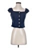Rewind Blue Short Sleeve Top Size S - photo 1