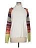 Free People Color Block Argyle Stripes Graphic Multi Color White Turtleneck Sweater Size L - photo 1