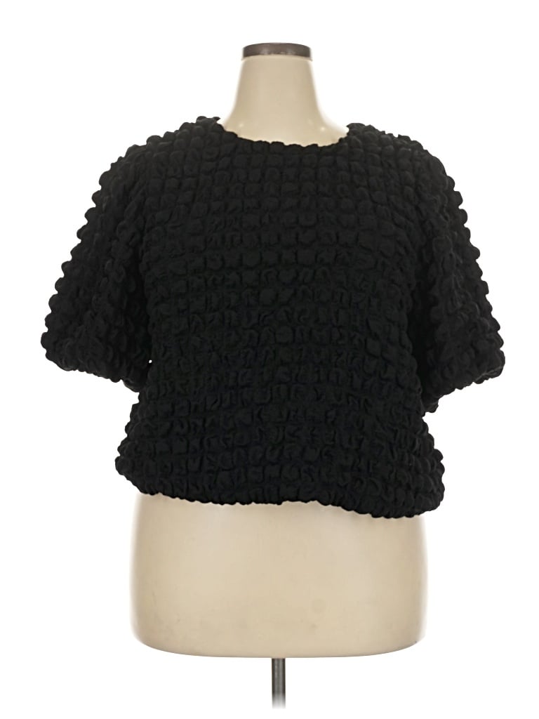 Pre-owned Sugarlips Short Sleeve Top Black Square Neckline Tops