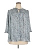 Rose + Olive 100% Polyester Blue 3/4 Sleeve Blouse Size 2X - photo 1