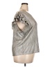 Nicole Miller New York Metallic Silver Short Sleeve Top Size 2X - photo 4