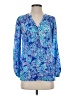 Lilly Pulitzer 100% Silk Blue Long Sleeve Silk Top Size XS - photo 1