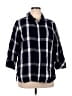 Boho Chic Plaid Black 3/4 Sleeve Button-Down Shirt Size XL - photo 1