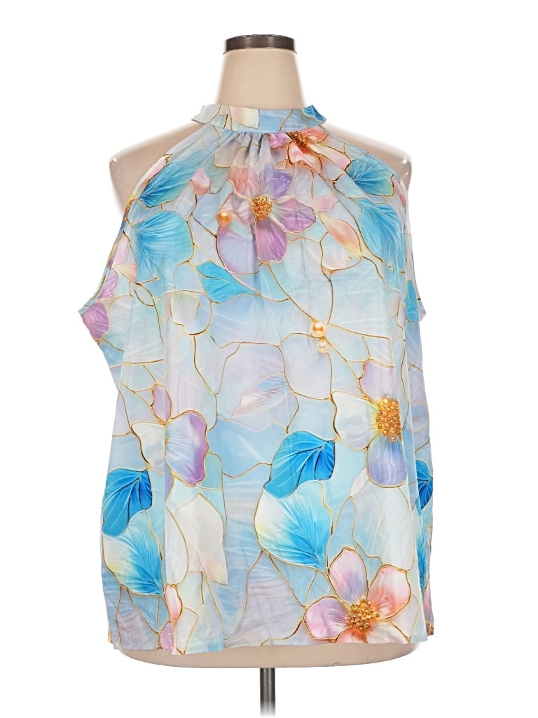 Pre-owned Jcpenney Sleeveless Blouse In Blue
