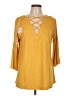 Umgee Solid Yellow 3/4 Sleeve Top Size L - photo 1