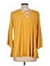 Umgee Solid Yellow 3/4 Sleeve Top Size L - photo 2