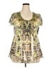 One World 100% Polyester Green Short Sleeve Blouse Size 2X - photo 1