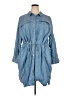 Terra & Sky 100% Lyocell Blue 3/4 Sleeve Button-Down Shirt Size 4X - photo 1