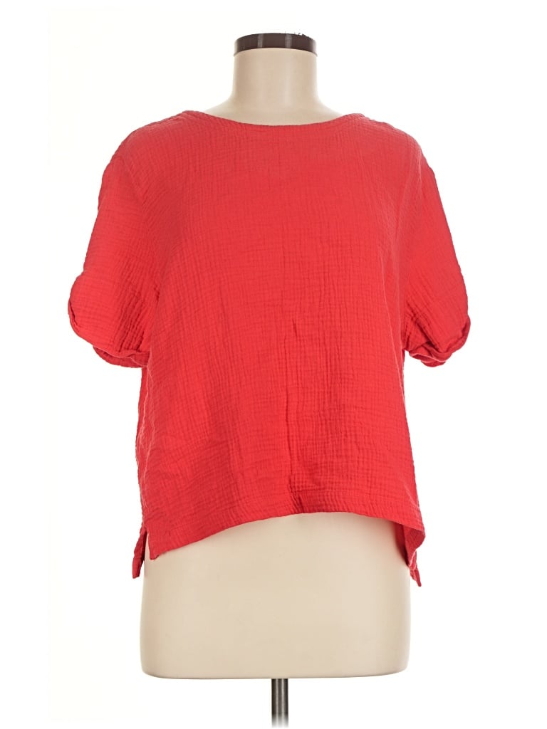 Pre-owned Magaschoni Short Sleeve Top Red Square Neckline Tops